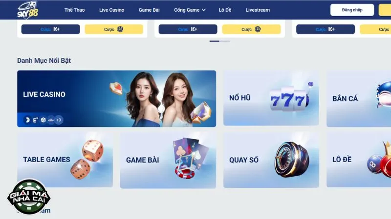 Menu trò chơi phong phú