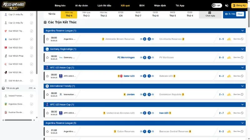 Cập nhật tỷ số trực tuyến